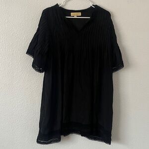 Natalie Martin Black V Neck Short Sleeve Silk Mini Dress Size Small
